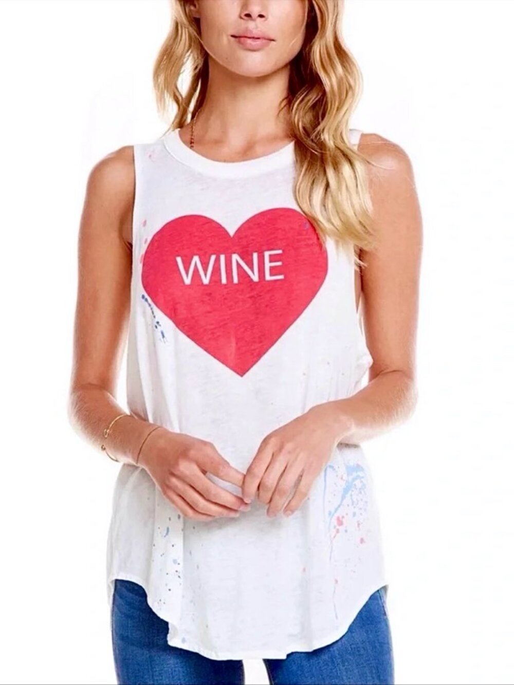 Chaser Wine Heart Paint Splatter Muscle Tank